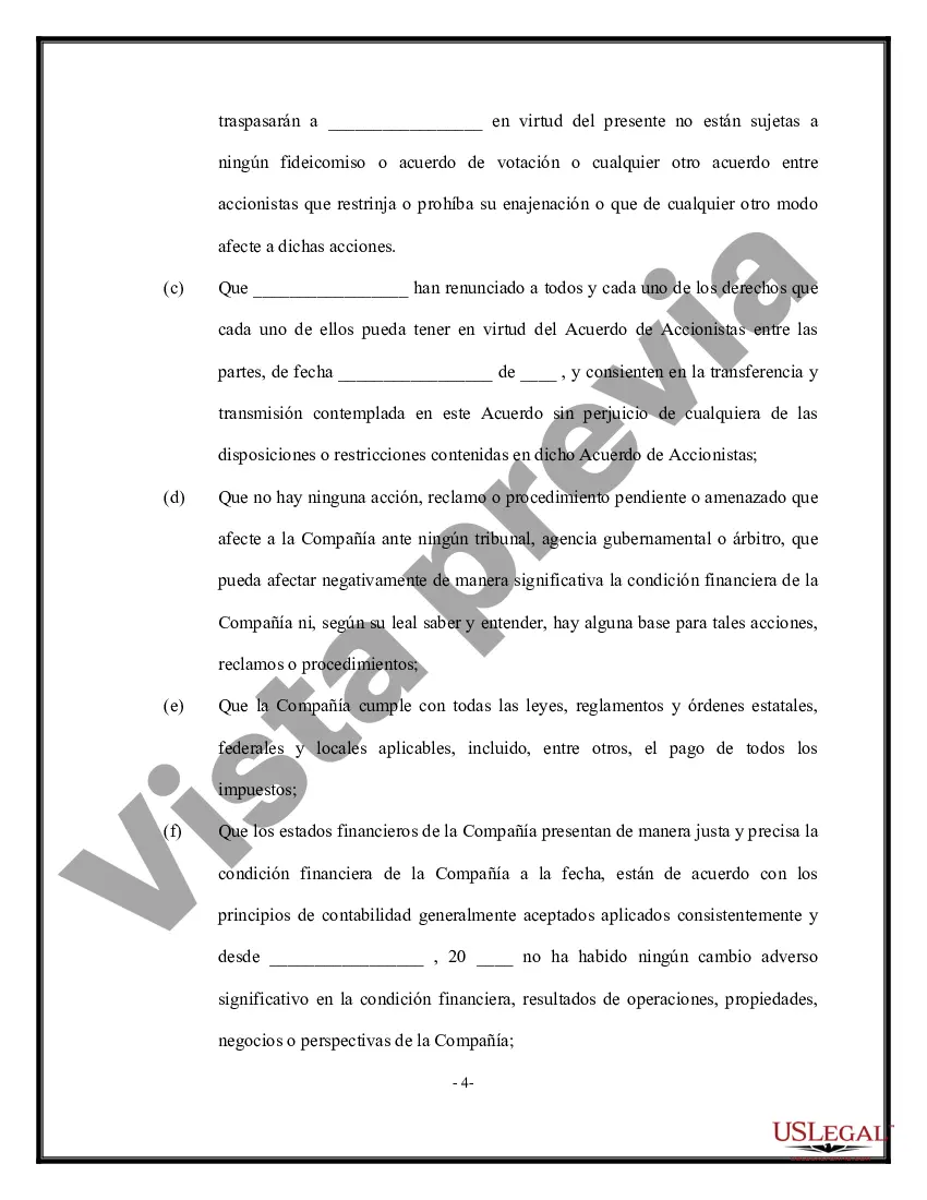 Preview Acuerdo de compra y venta de acciones - Venta de la Corporación y todas las acciones al Comprador
