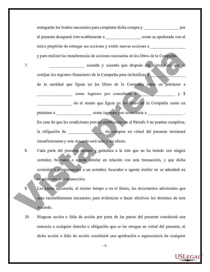 Preview Acuerdo de compra y venta de acciones - Venta de la Corporación y todas las acciones al Comprador