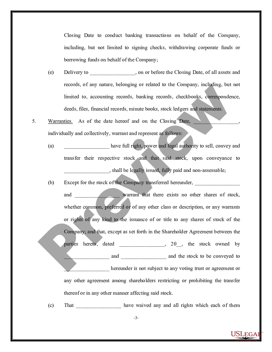 page 2 Stock Sale and Purchase Agreement - Sale of Corporation and all stock to Purchaser preview