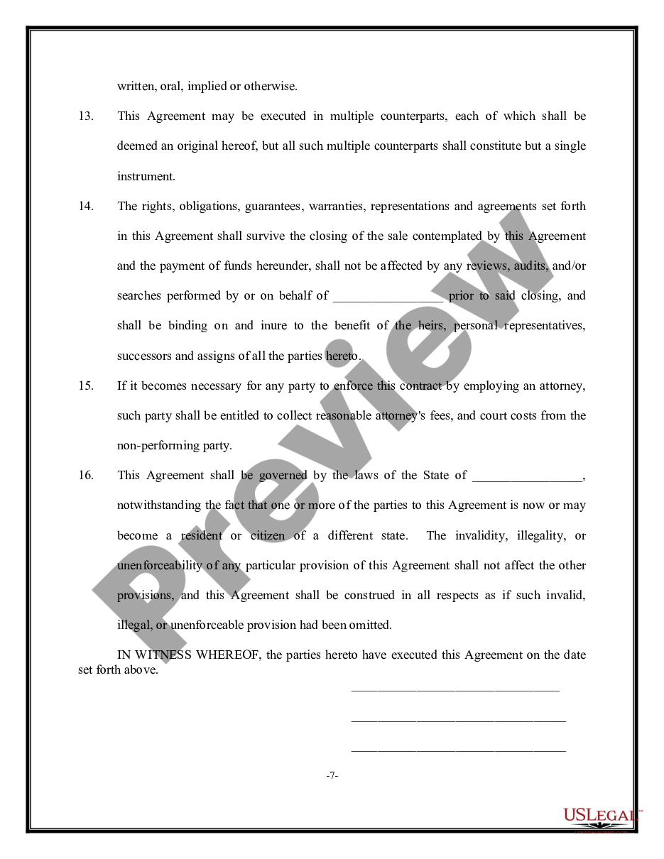 page 6 Stock Sale and Purchase Agreement - Sale of Corporation and all stock to Purchaser preview