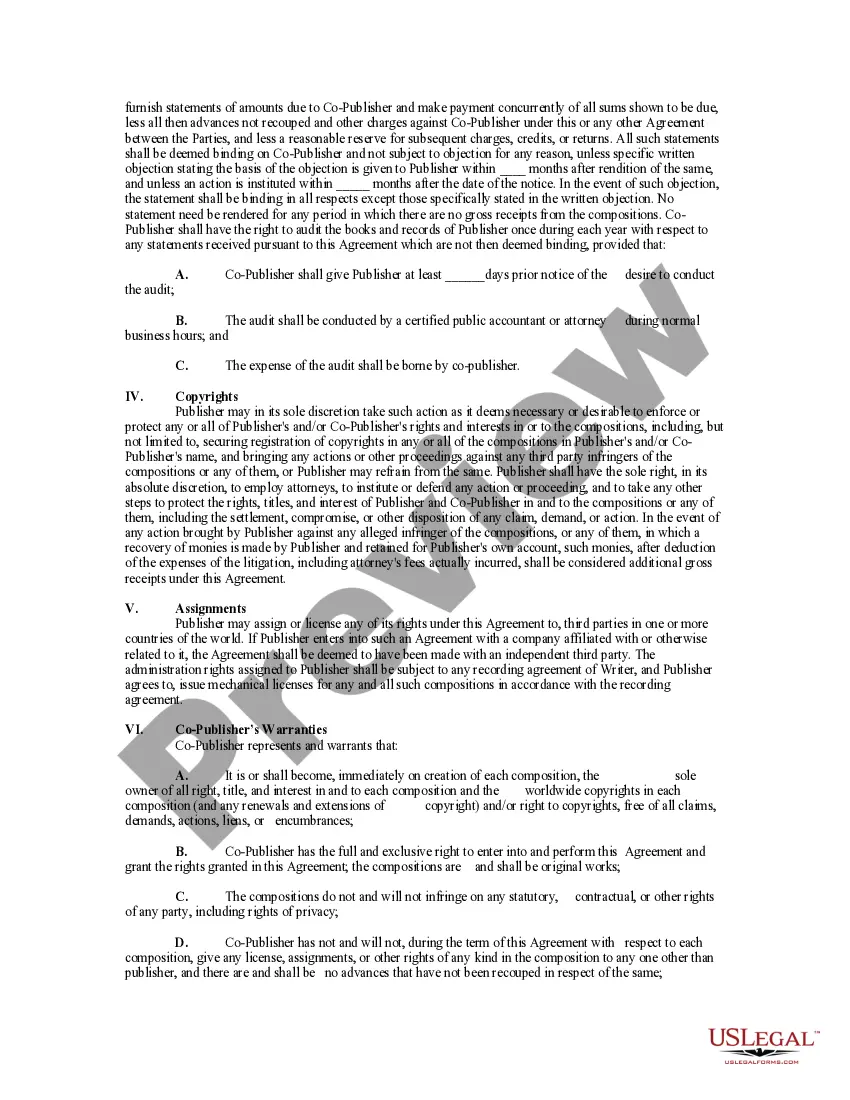 Get Agreement to Co-Publish Musical Compositions Preview Agreement to Co-Publish Musical Compositions