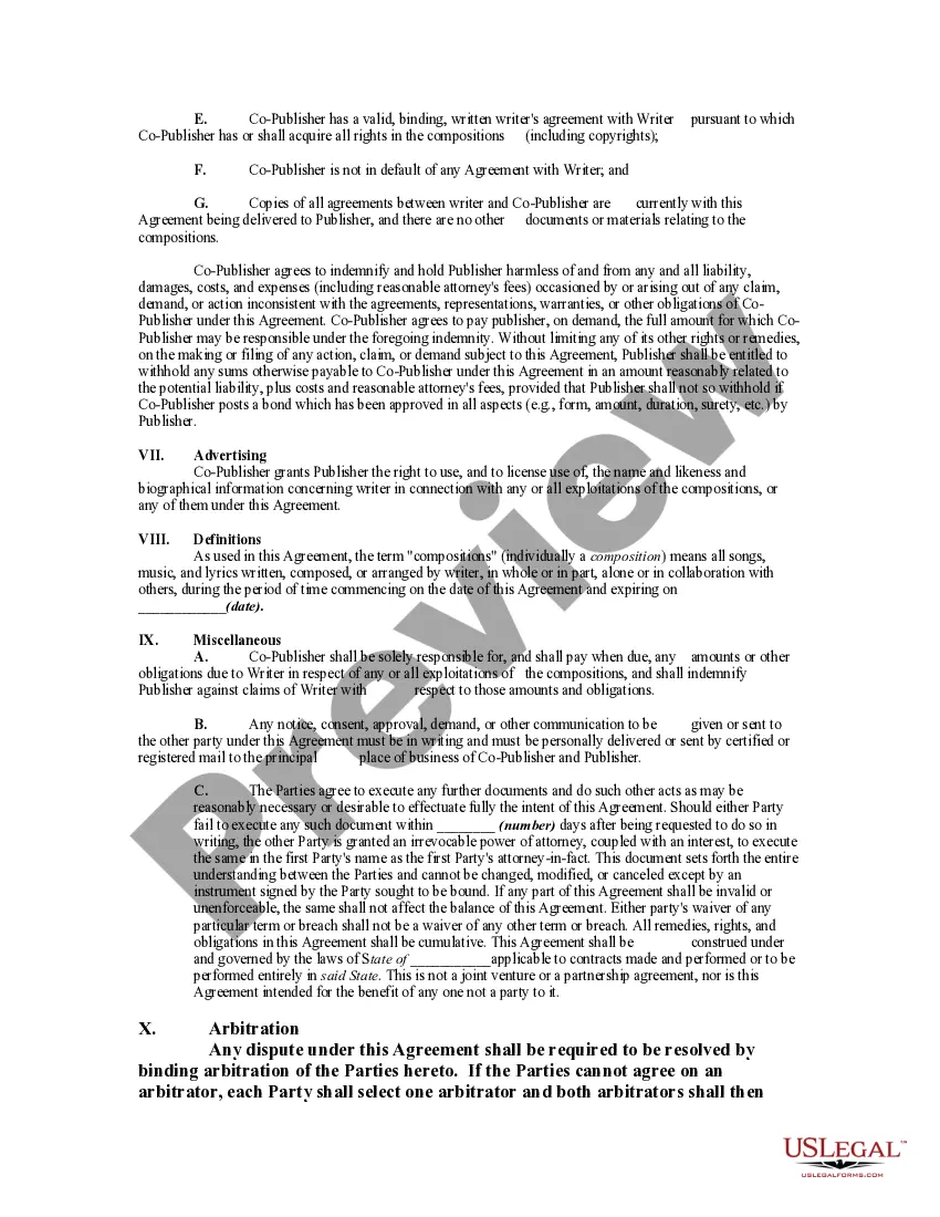 Get Agreement to Co-Publish Musical Compositions Preview Agreement to Co-Publish Musical Compositions