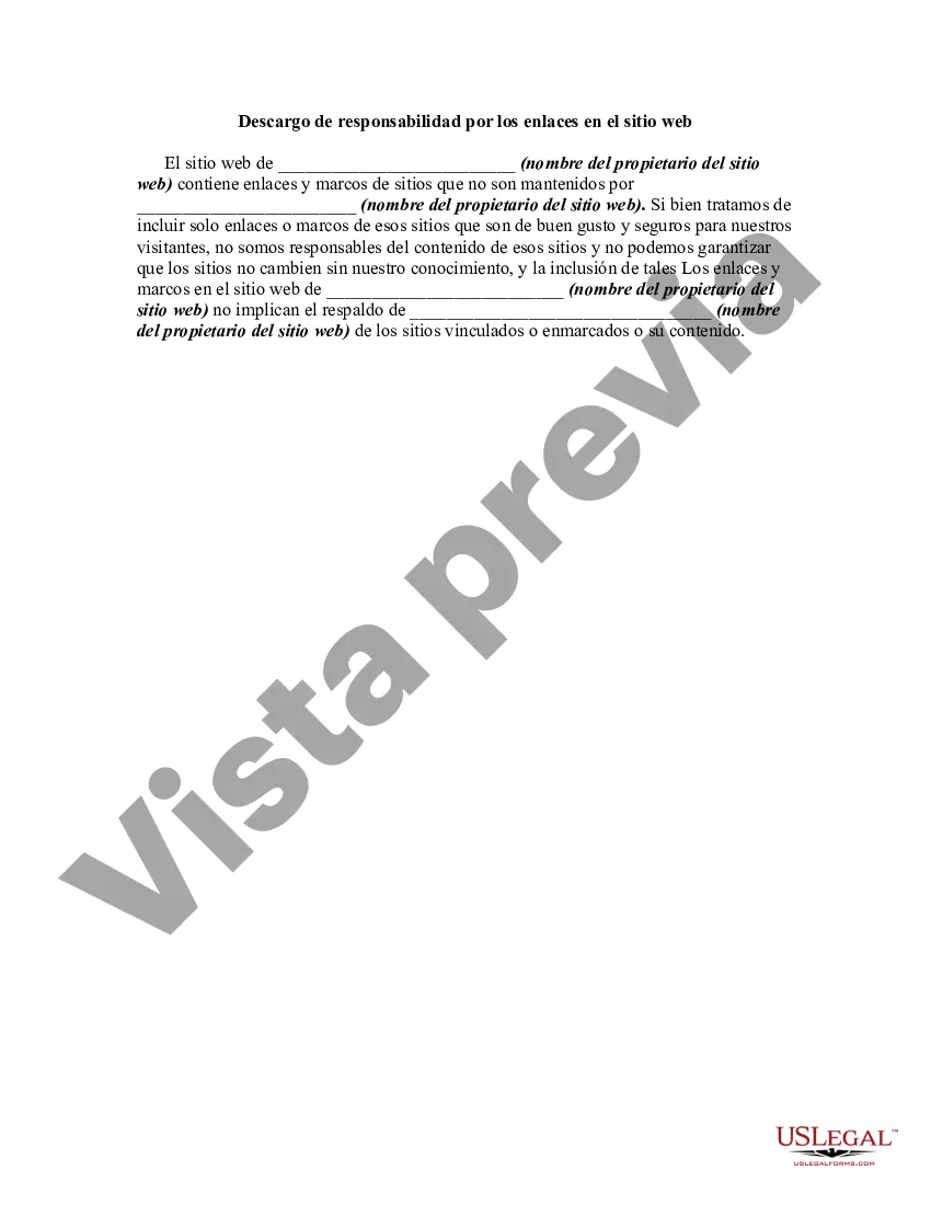 Preview Descargo de responsabilidad por los enlaces en el sitio web