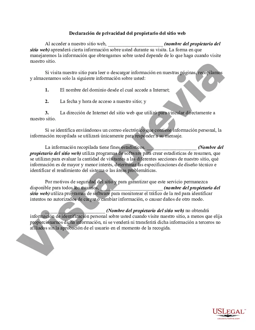 Preview Declaración de privacidad del propietario del sitio web
