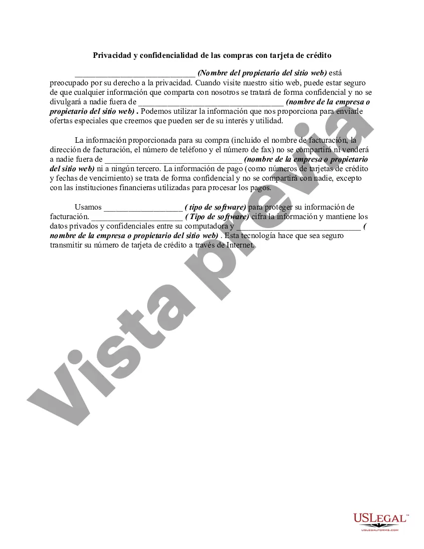 Preview Privacidad y confidencialidad de las compras con tarjeta de crédito