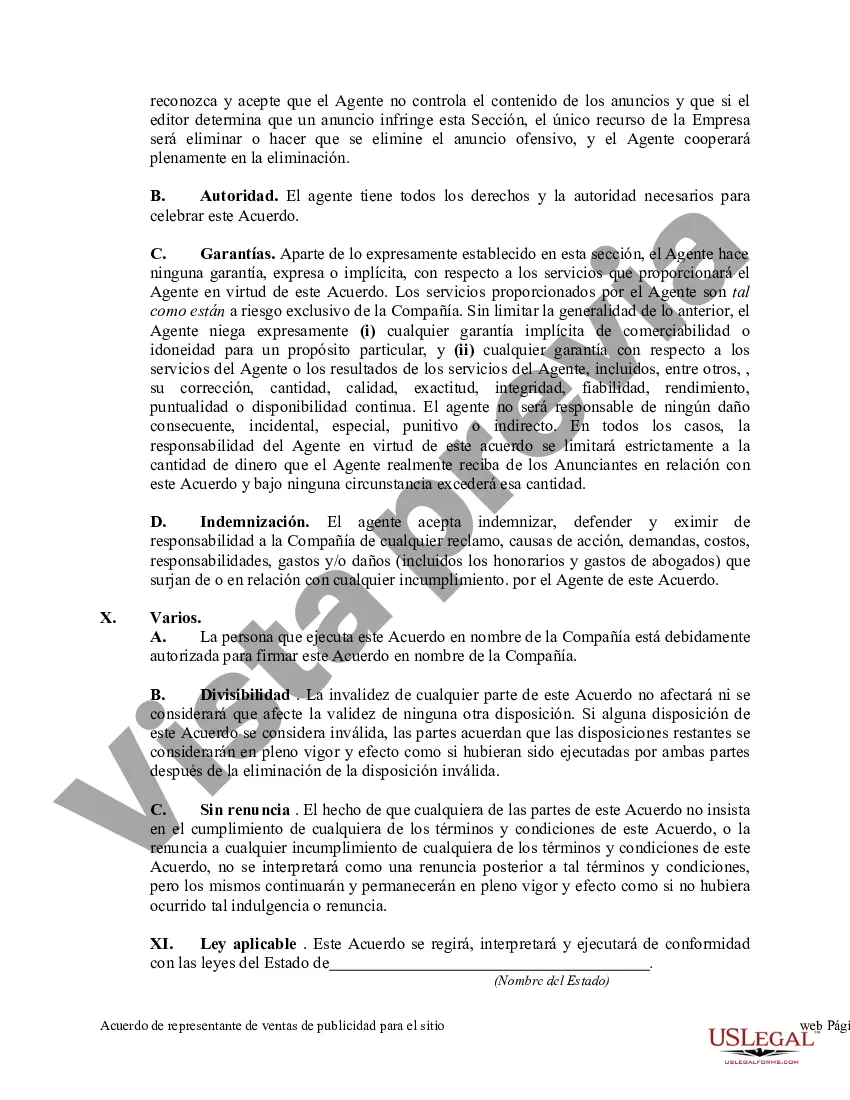 Preview Acuerdo de representante de ventas de publicidad para el sitio web