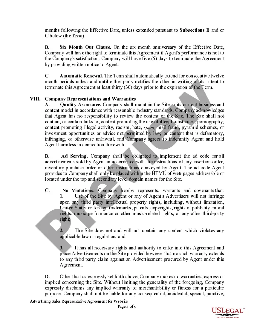Get Advertising Sales Representative Agreement for Website Preview Advertising Sales Representative Agreement for Website