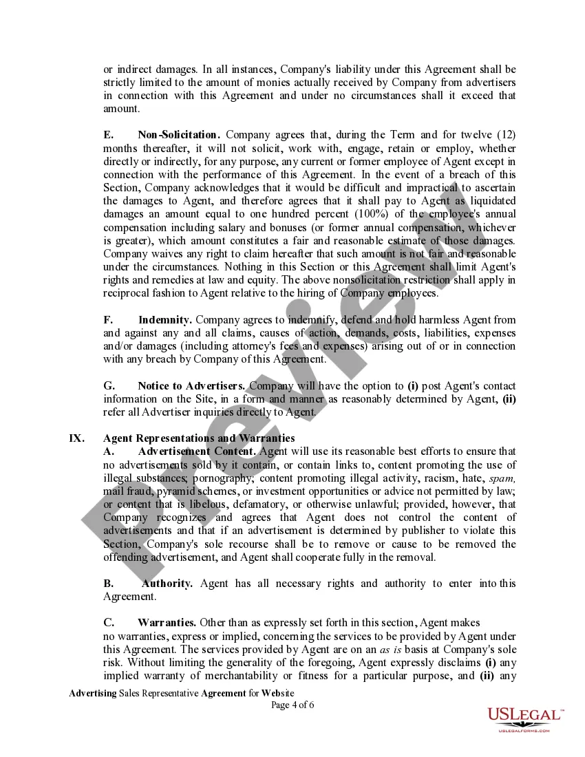 Get Advertising Sales Representative Agreement for Website Preview Advertising Sales Representative Agreement for Website