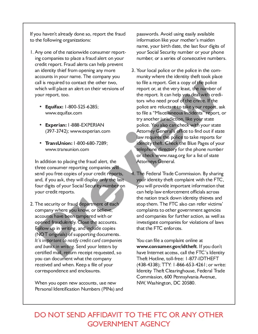 Get Federal Trade Commission Affidavit regarding Identity Theft Preview Federal Trade Commission Affidavit regarding Identity Theft