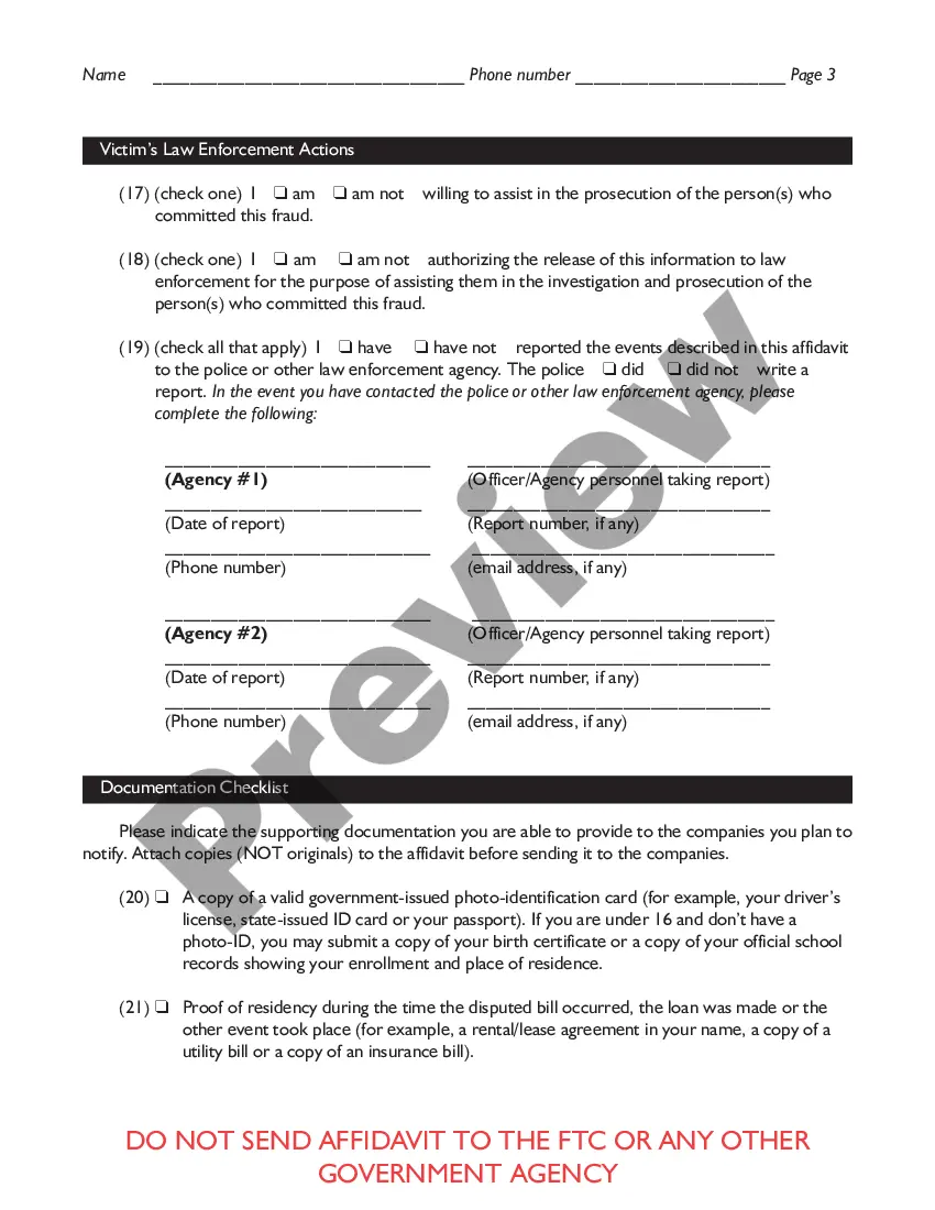 Get Federal Trade Commission Affidavit regarding Identity Theft Preview Federal Trade Commission Affidavit regarding Identity Theft