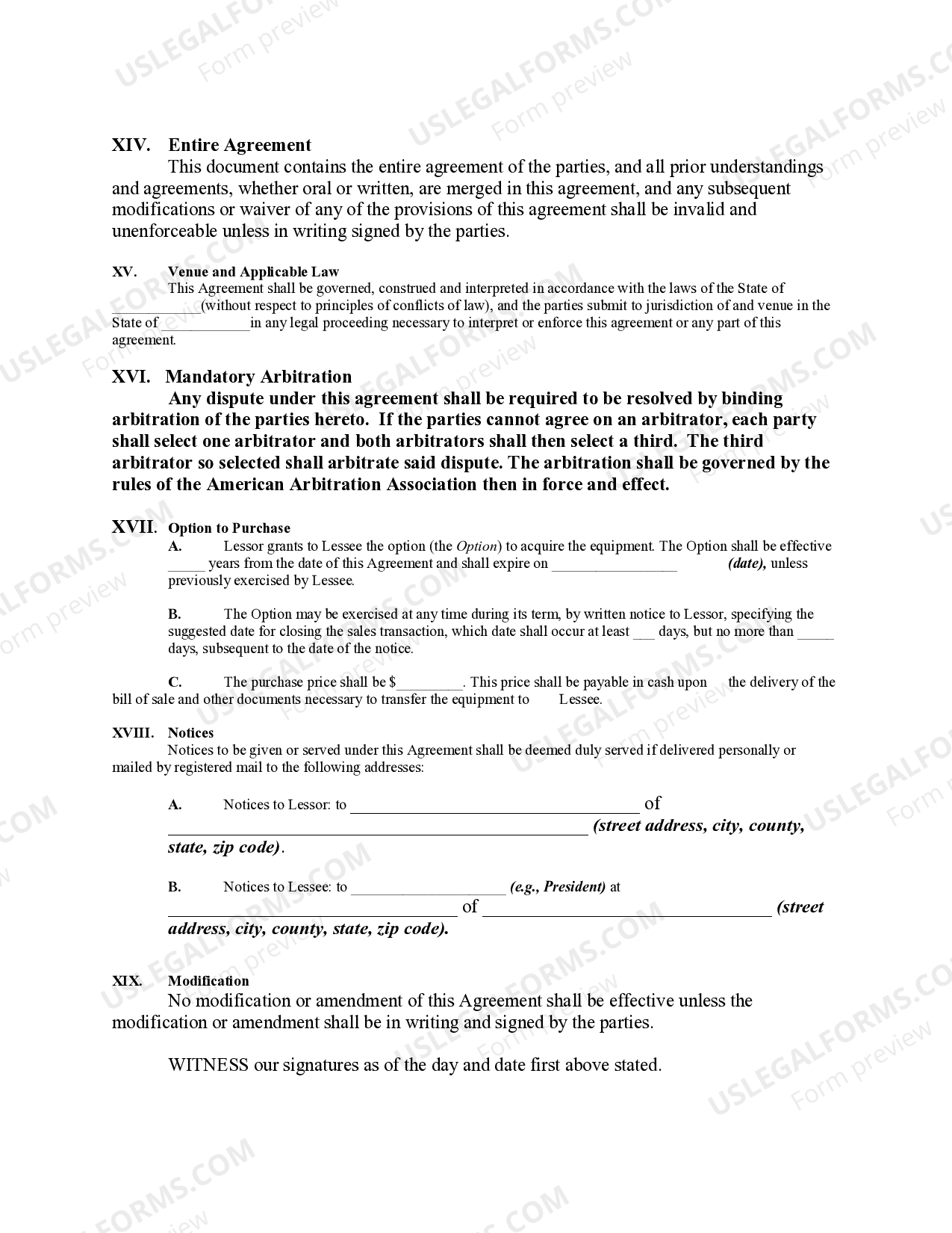Lease or Rental Agreement of Vending, Game or Entertainment Machines