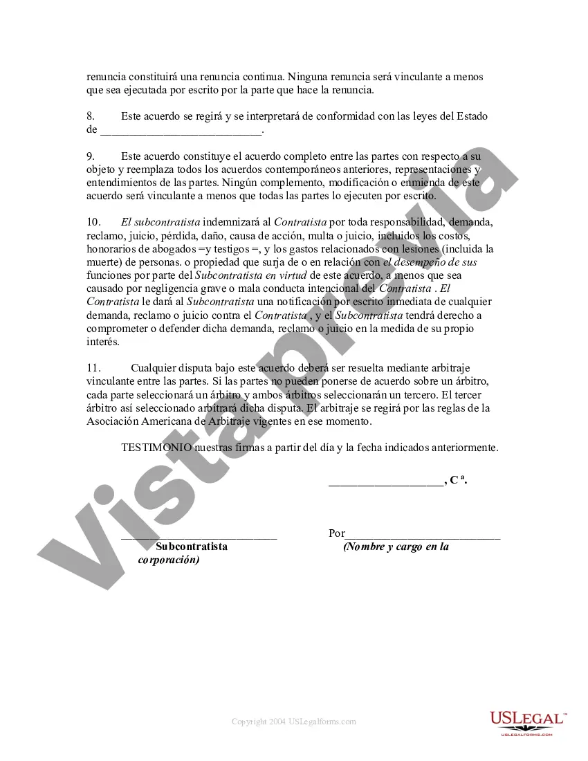 Preview Contrato de electricidad, paneles de yeso y construcción general con subcontratista