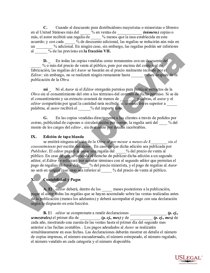 Preview Acuerdo entre el editor y el autor de un libro para publicar un libro