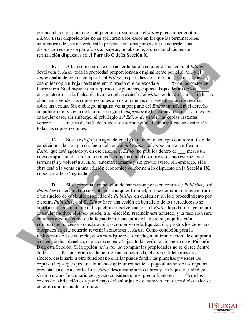 Preview Acuerdo entre el editor y el autor de un libro para publicar un libro