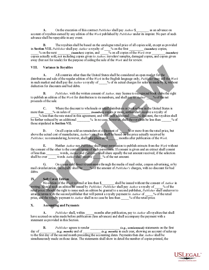 Get Agreement Between Publisher and Author of a Book to Publish a Book Preview Agreement Between Publisher and Author of a Book to Publish a Book