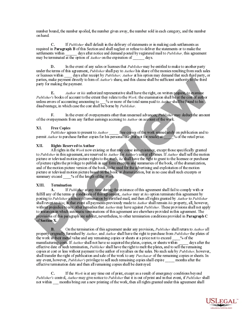 Get Agreement Between Publisher and Author of a Book to Publish a Book Preview Agreement Between Publisher and Author of a Book to Publish a Book