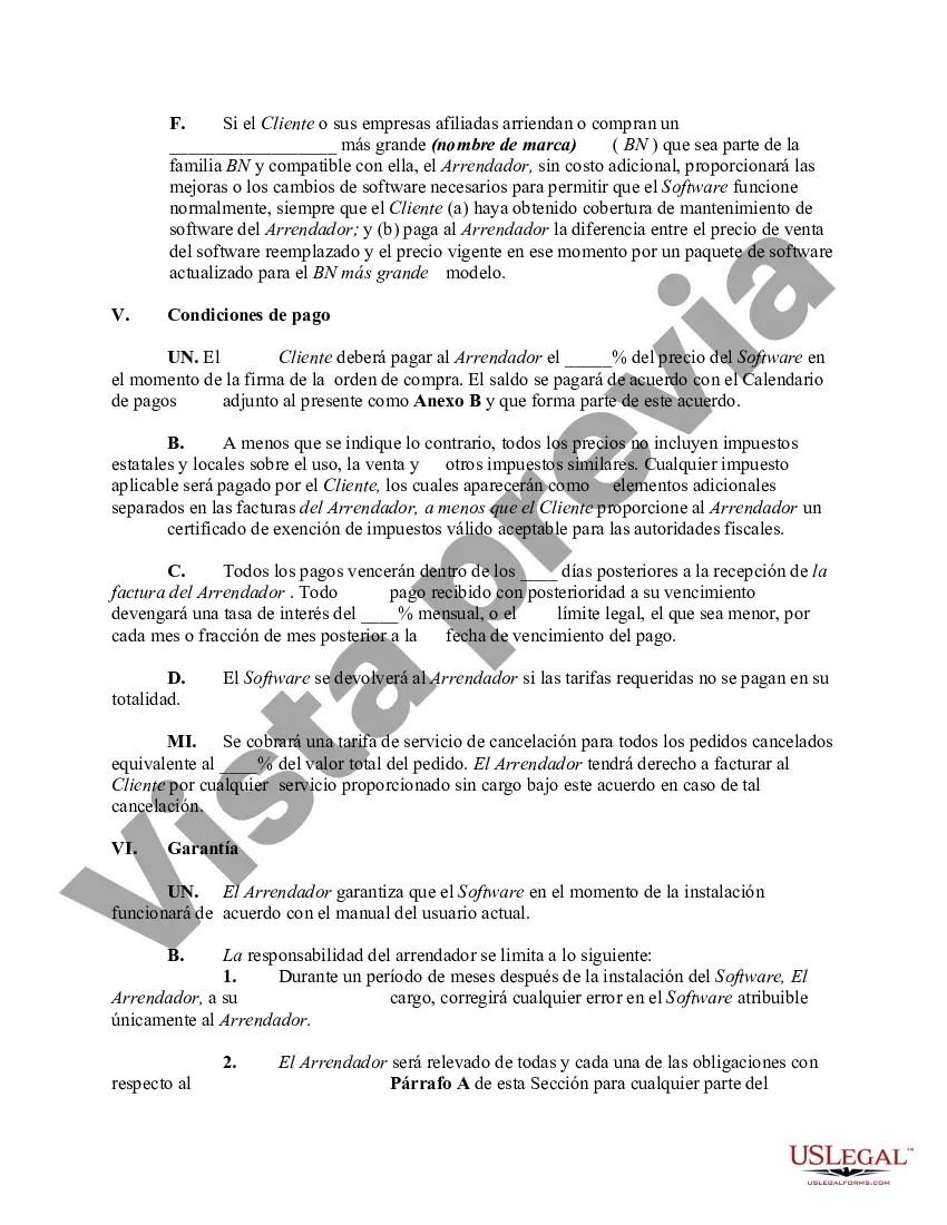 Preview Arrendamiento de software de computadora con acuerdo de licencia