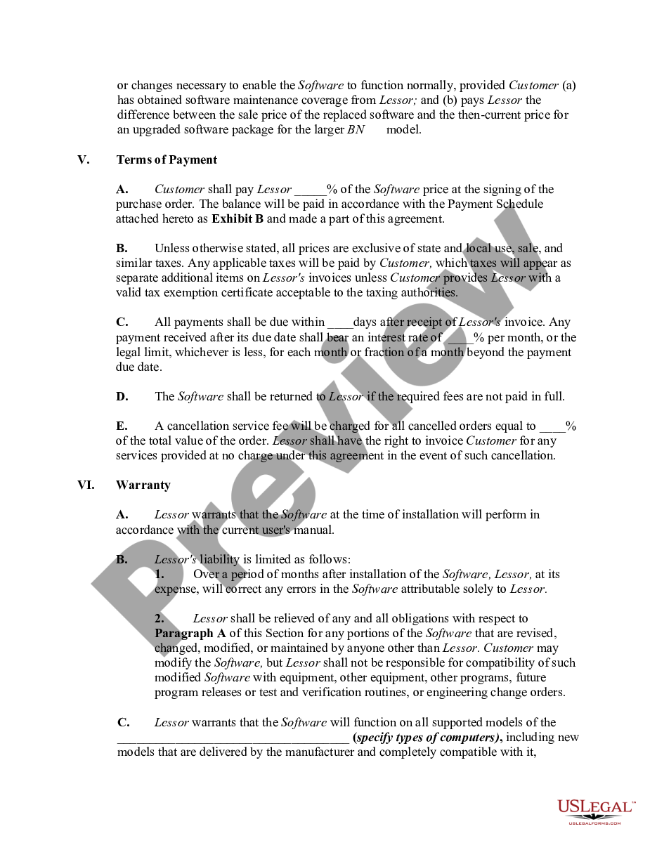 page 2 Computer Software Lease with License Agreement preview