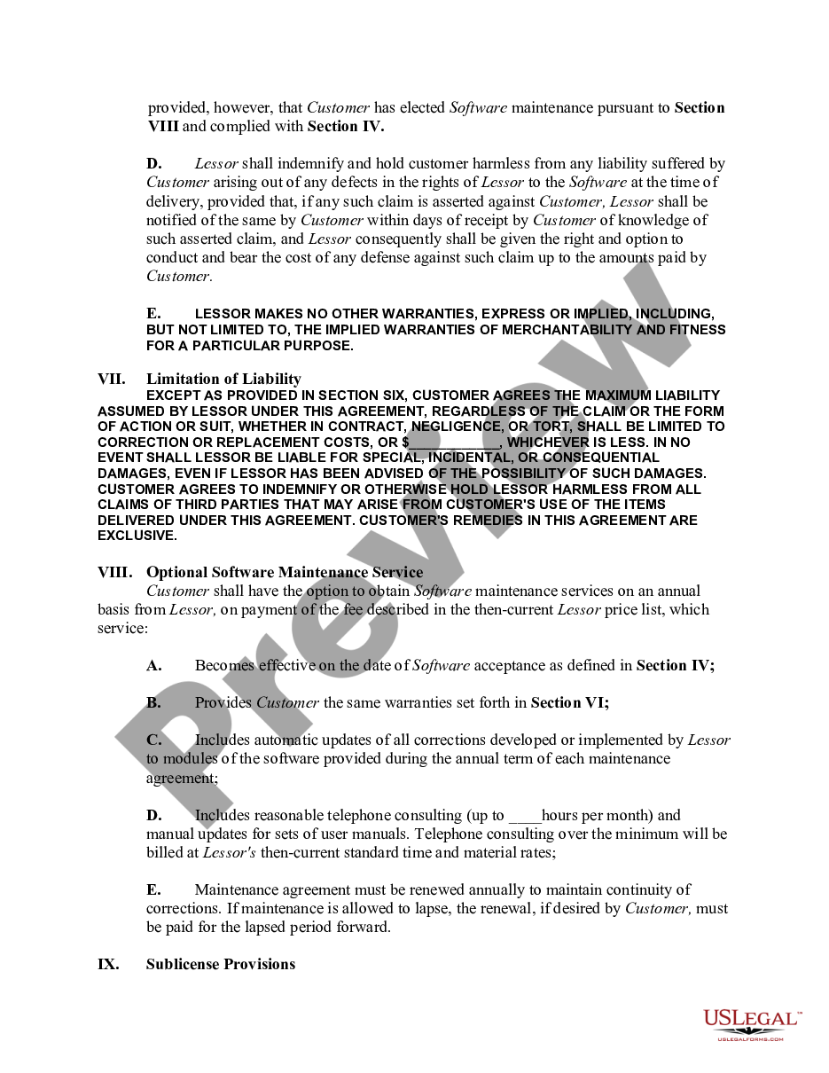 page 3 Computer Software Lease with License Agreement preview