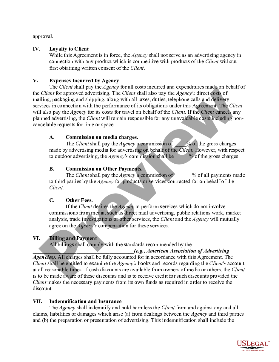 page 1 Advertising and Consulting Services Agreement between Advertising Agency and Client - General Marketing Consultant Agreement preview