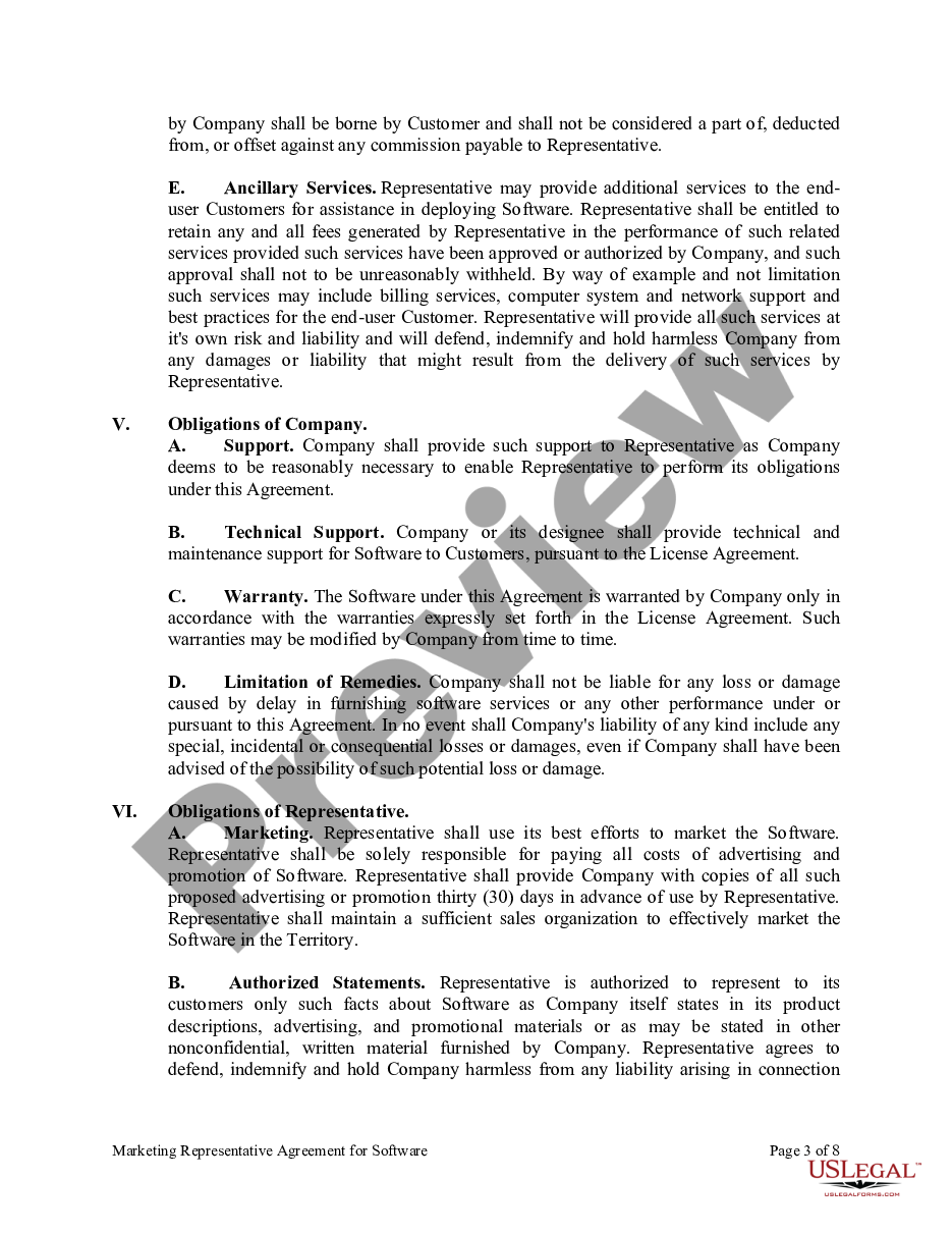 page 2 Marketing Representative Agreement for Software preview
