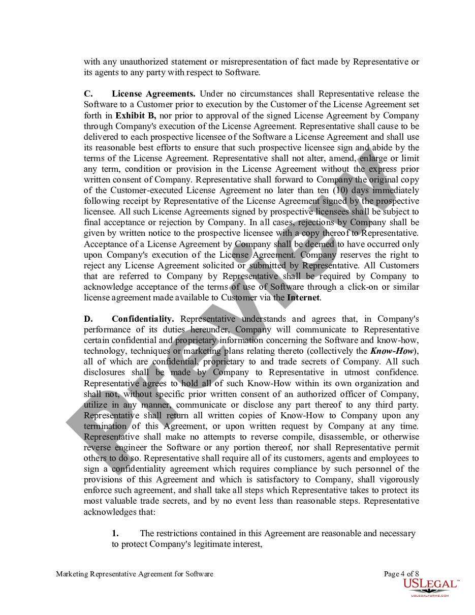 page 3 Marketing Representative Agreement for Software preview