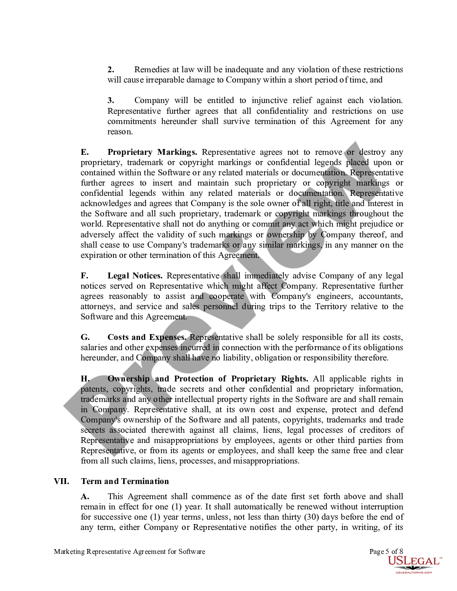 page 4 Marketing Representative Agreement for Software preview