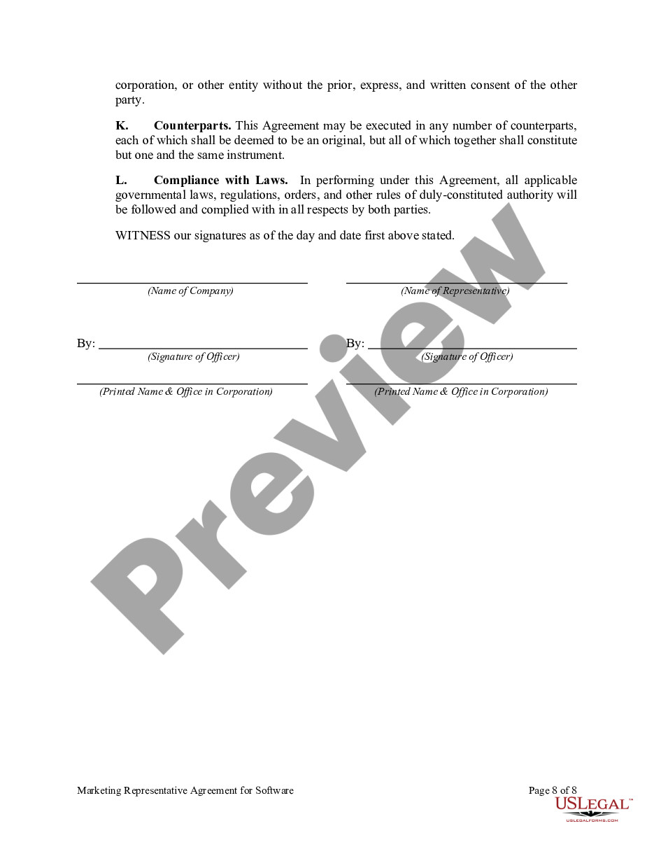 page 7 Marketing Representative Agreement for Software preview