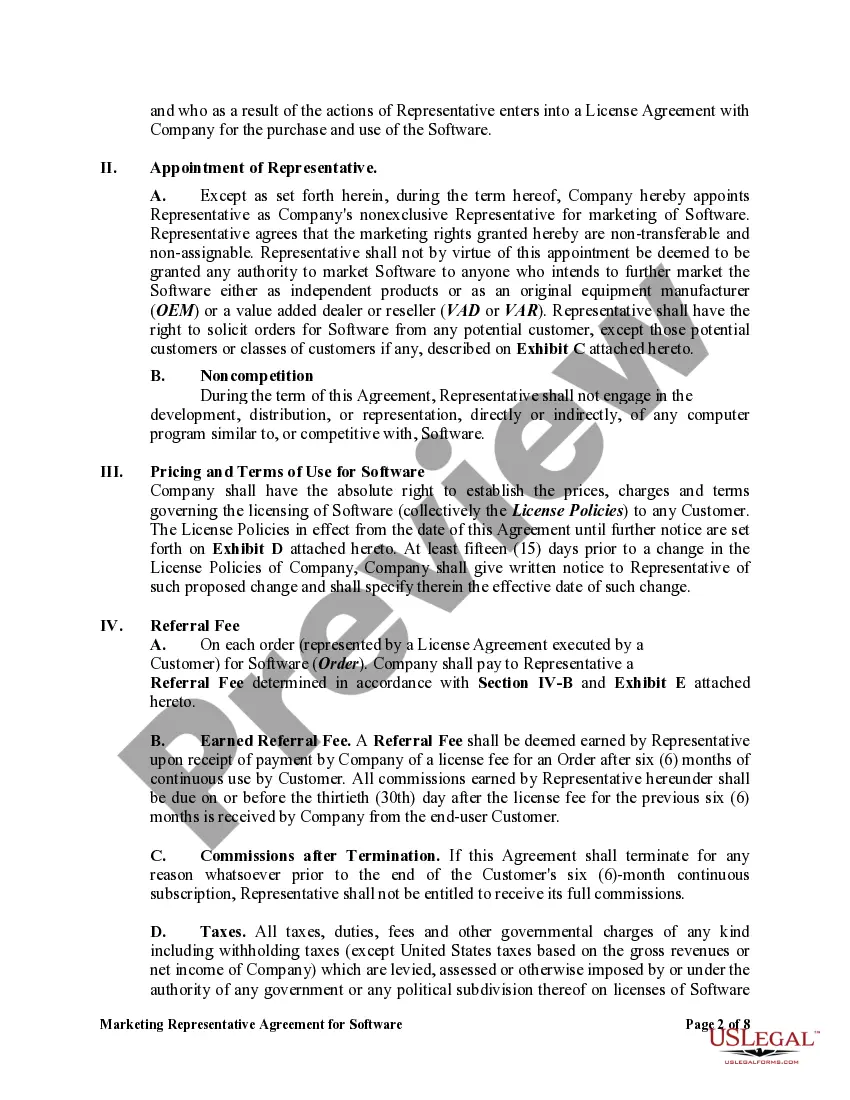 Get Marketing Representative Agreement for Software Preview Marketing Representative Agreement for Software
