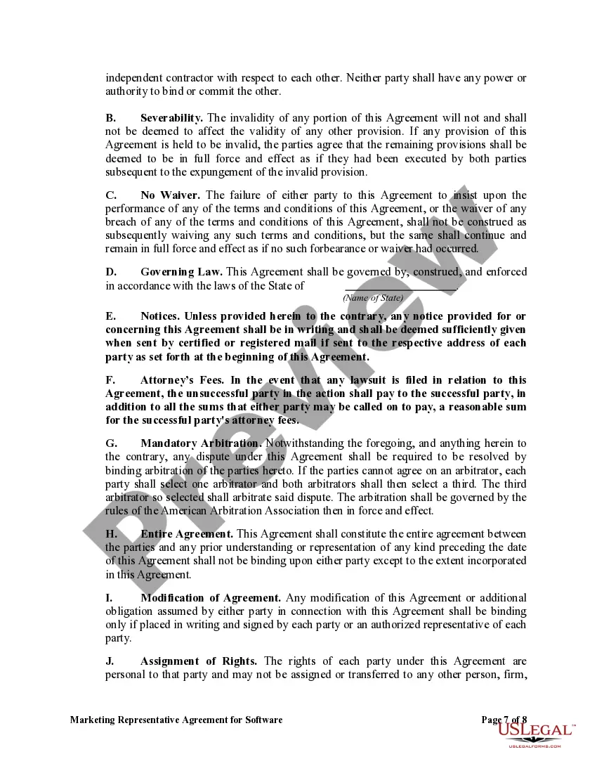 Get Marketing Representative Agreement for Software Preview Marketing Representative Agreement for Software