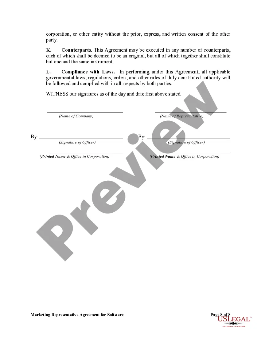 Get Marketing Representative Agreement for Software Preview Marketing Representative Agreement for Software