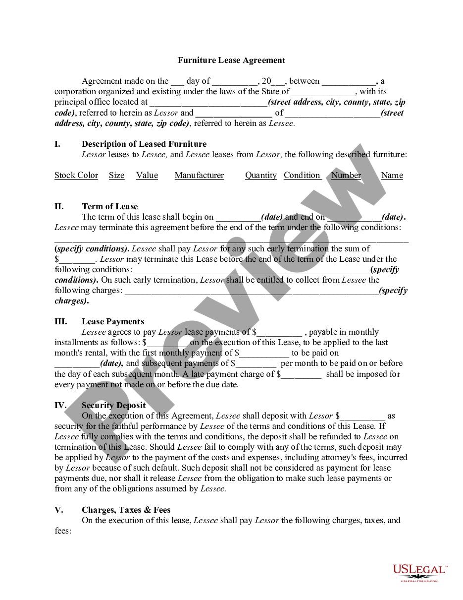 page 0 Furniture Lease Agreement preview