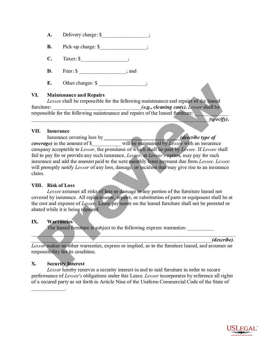 page 1 Furniture Lease Agreement preview
