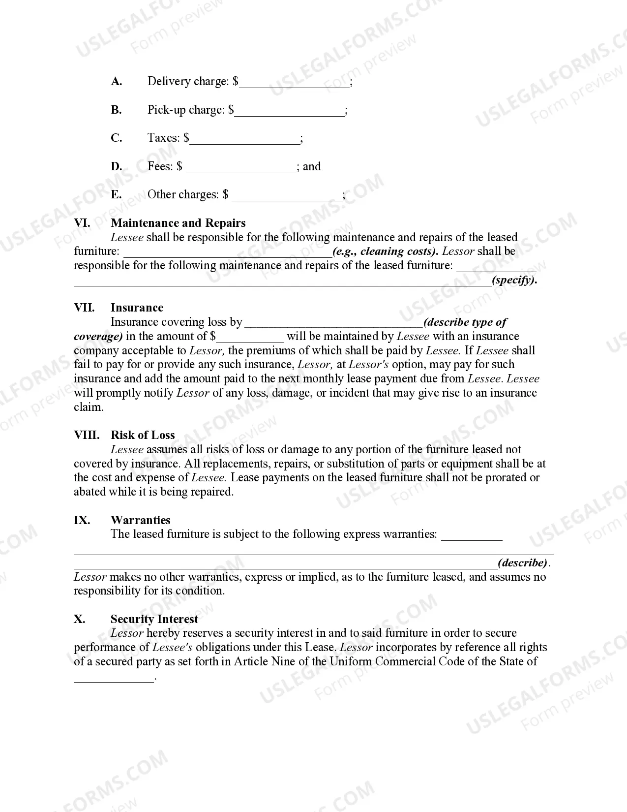 Preview Furniture Lease Agreement