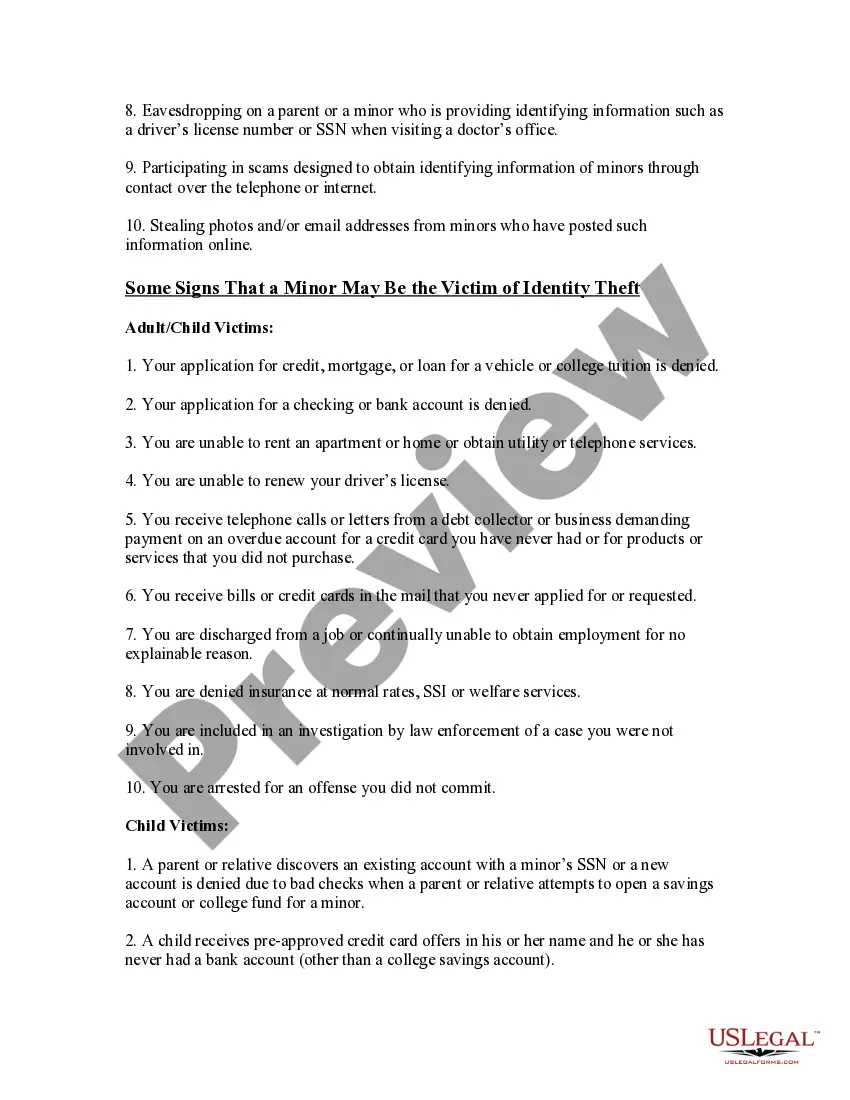 Preview Guide for Protecting Minors from Identity Theft