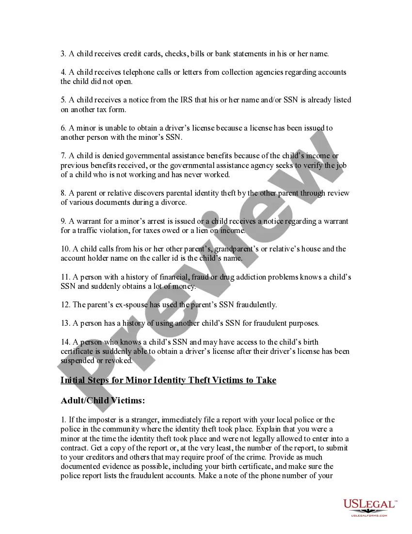 Preview Guide for Protecting Minors from Identity Theft