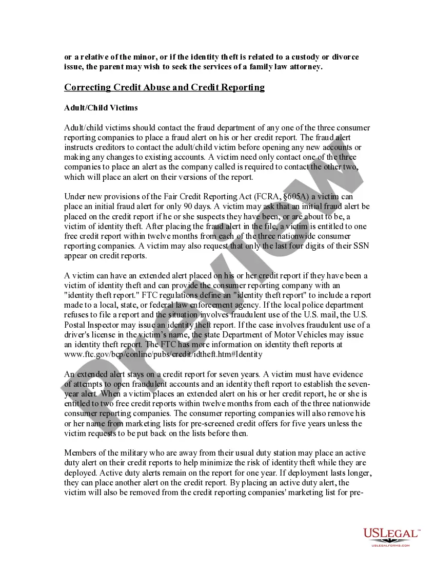 Preview Guide for Protecting Minors from Identity Theft