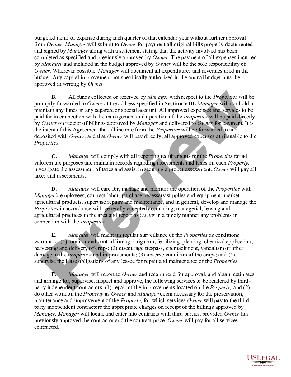 page 1 Agreement to Manage Farm preview