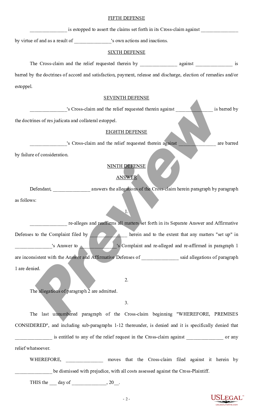 separate-answer-and-affirmative-defenses-to-crossclaim-affirmative-defenses-sample-us-legal