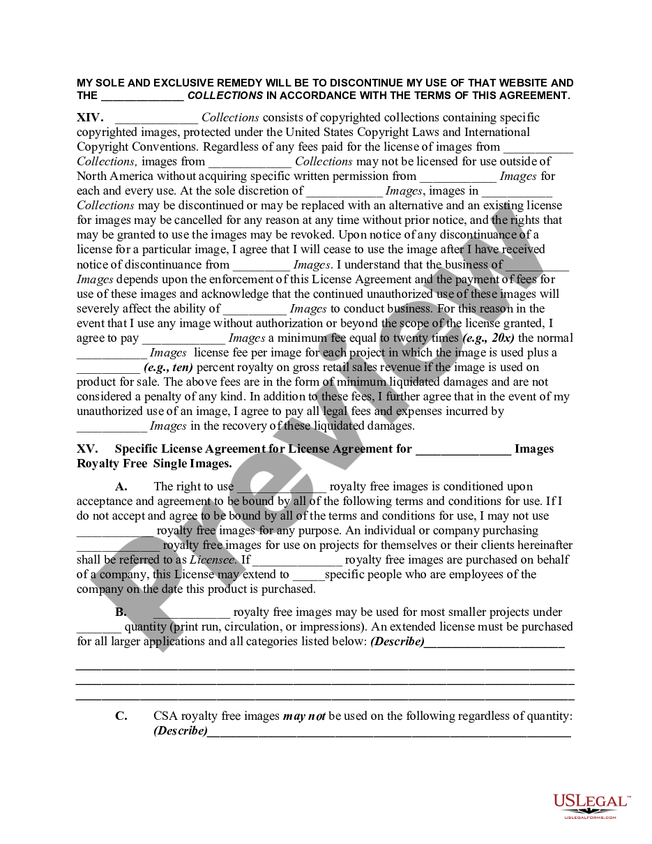page 3 End User License Agreement for Royalty Free Images preview