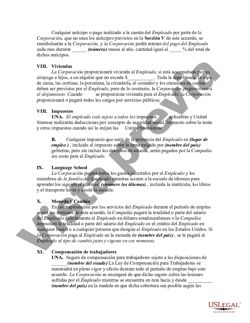 Preview Contrato con Empleado para Trabajar en un País Extranjero