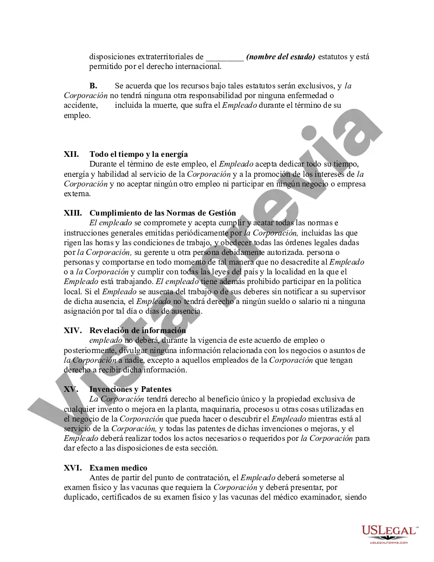 Preview Contrato con Empleado para Trabajar en un País Extranjero