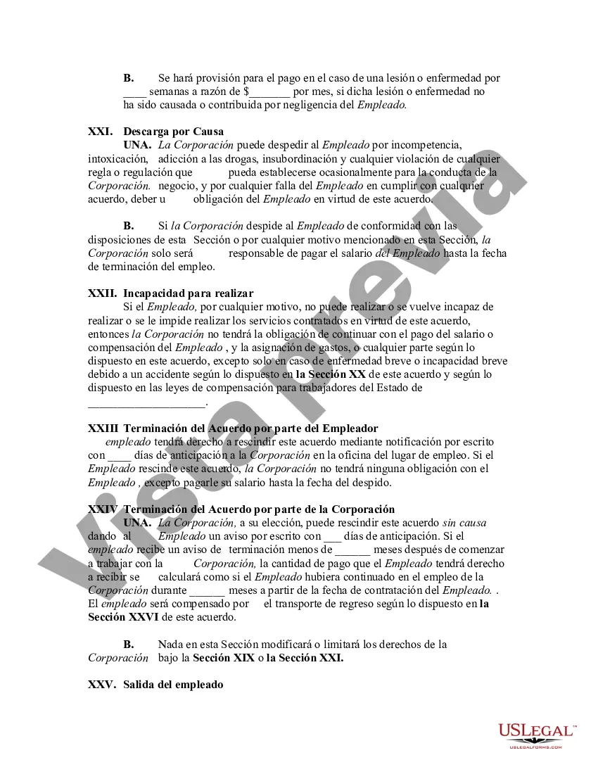 Preview Contrato con Empleado para Trabajar en un País Extranjero