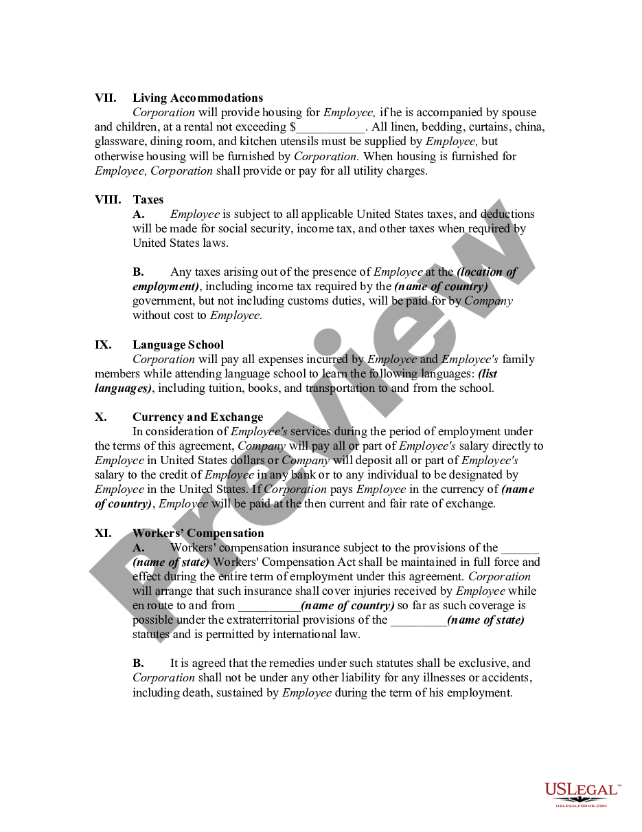page 2 Contract with Employee to Work in a Foreign Country preview