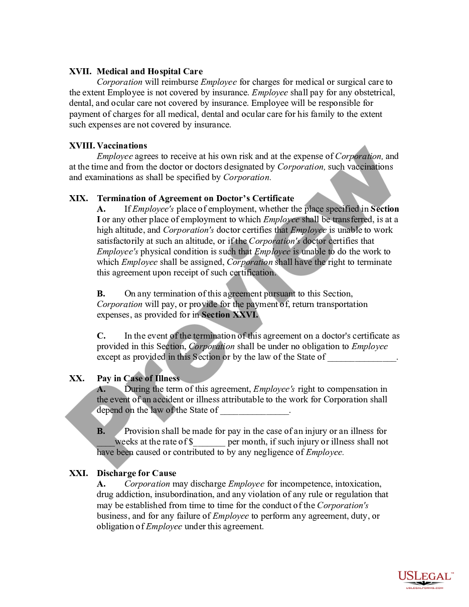 page 4 Contract with Employee to Work in a Foreign Country preview