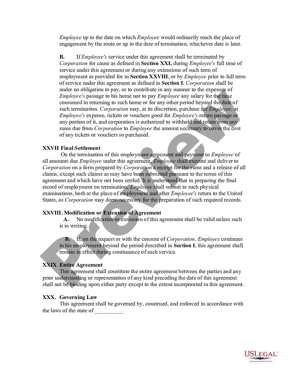 page 6 Contract with Employee to Work in a Foreign Country preview