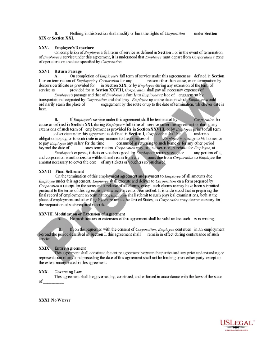 Get Contract with Employee to Work in a Foreign Country Preview Contract with Employee to Work in a Foreign Country