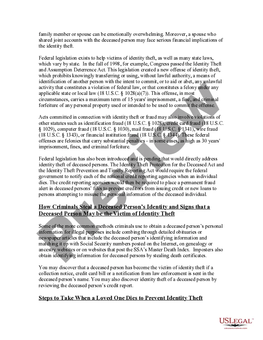 Get Guide for Protecting Deceased Persons from Identity Theft Preview Guide for Protecting Deceased Persons from Identity Theft