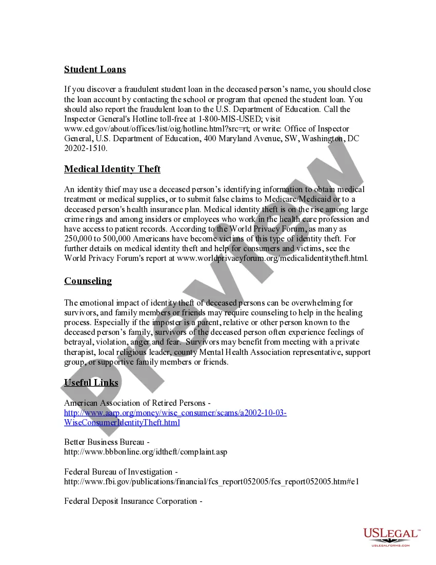Get Guide for Protecting Deceased Persons from Identity Theft Preview Guide for Protecting Deceased Persons from Identity Theft