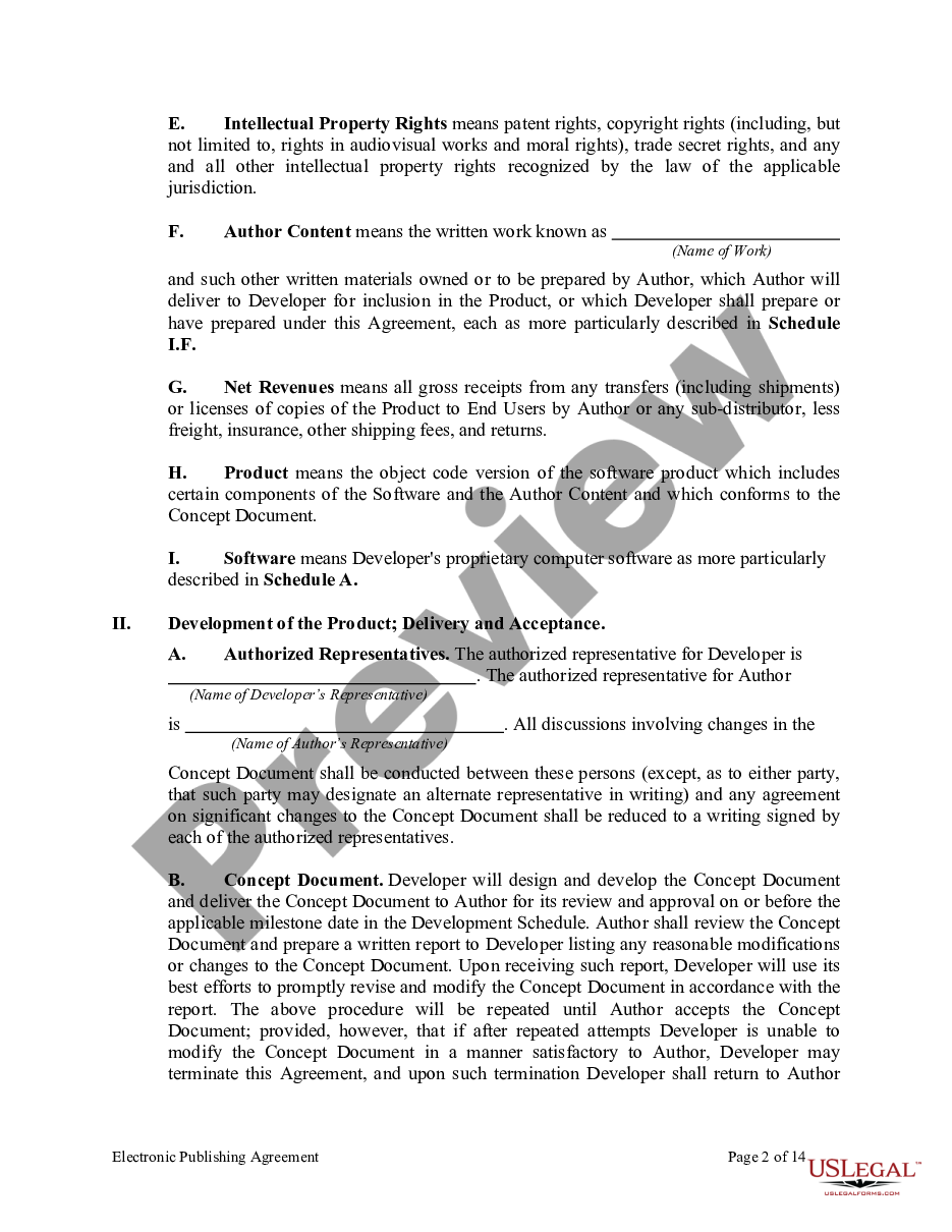 page 1 Electronic Publishing Agreement preview